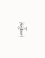 Cross Single Stud Earring - Silver