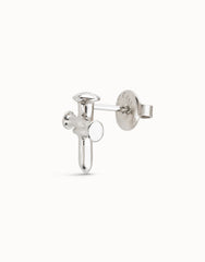 Cross Single Stud Earring - Silver
