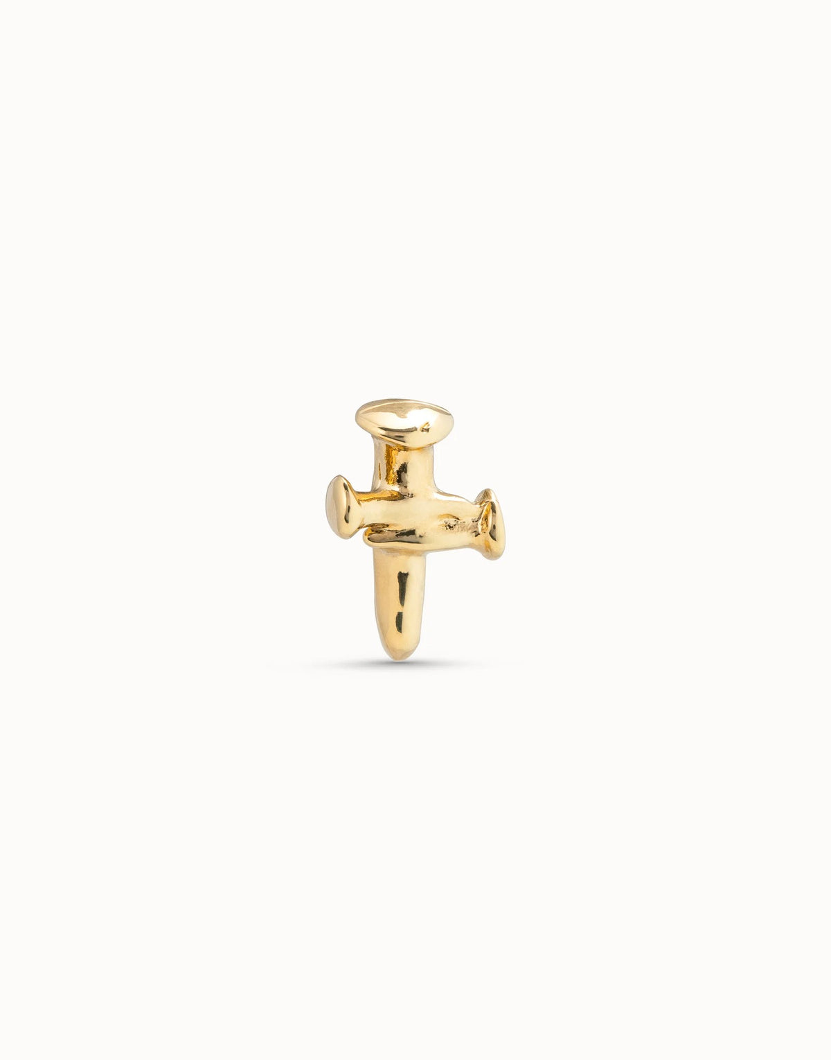 Cross Single Stud Earring - Gold