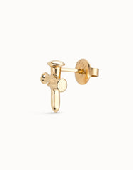 Cross Single Stud Earring - Gold