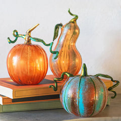 Pumpkins Figural Blue Glass Pumpkin