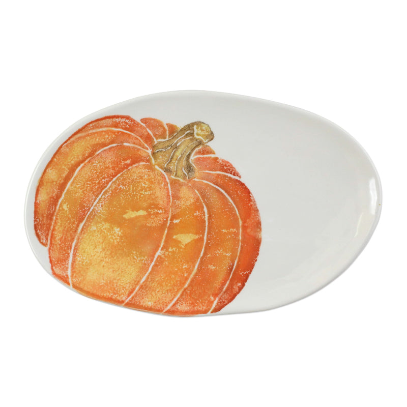 Pumpkins Small Oval Platter W/ Pumpkin