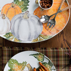 Pumpkins Large Oval Platter W/ Assorted Pumpkins