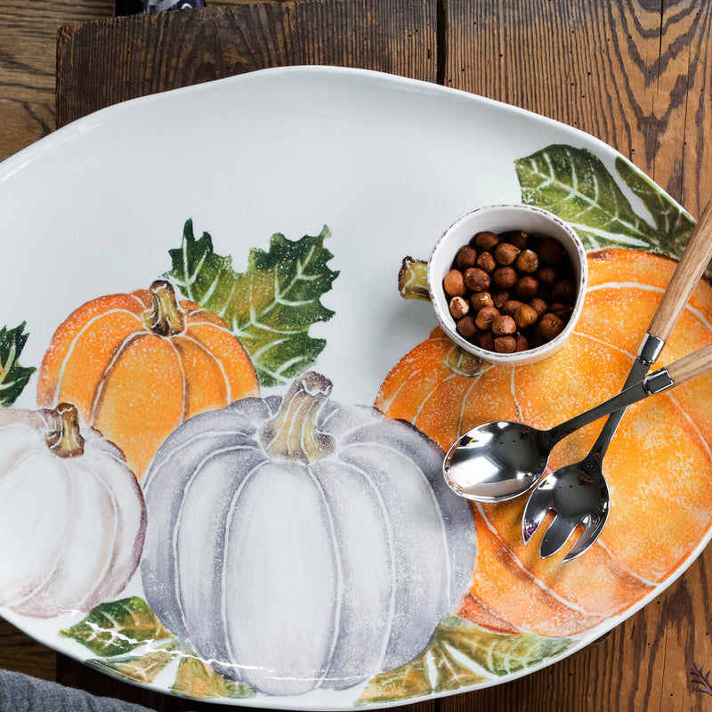 Pumpkins Large Oval Platter W/ Assorted Pumpkins