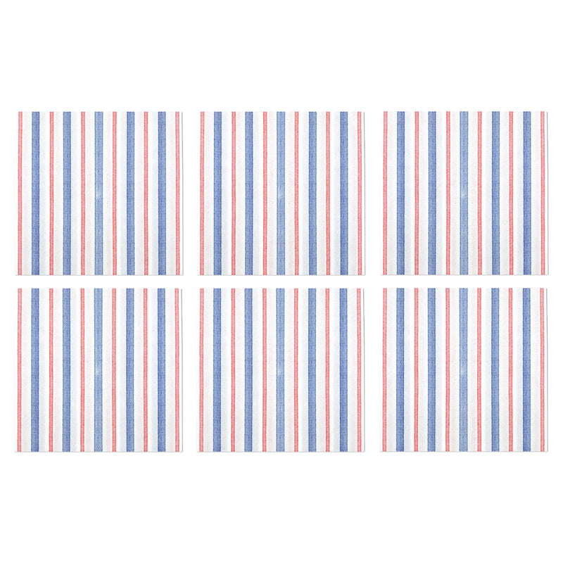 Papersoft Napkins Americana Stripe Cocktail Napkins (pack Of 20) - Set Of 6