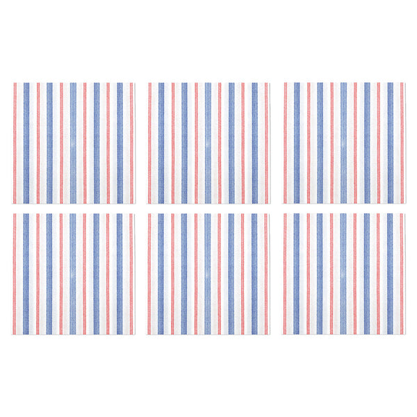 Papersoft Napkins Americana Stripe Cocktail Napkins (pack Of 20) - Set Of 6