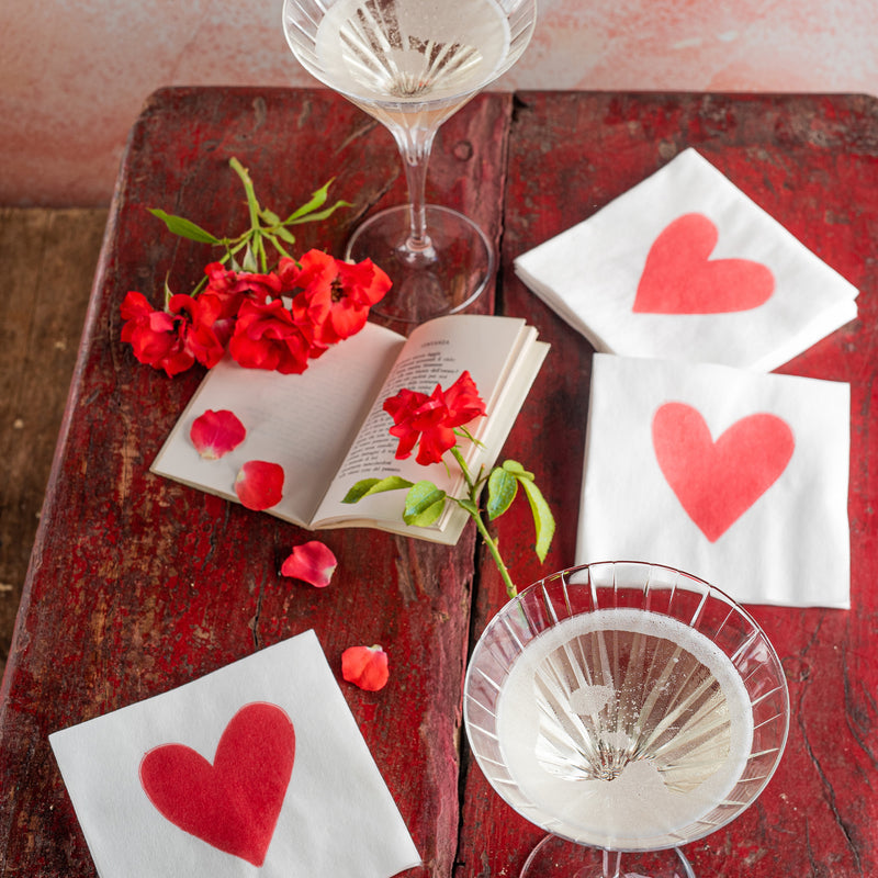 Papersoft Napkins Hearts Cocktail Napkins (pack Of 20) - Set Of 6