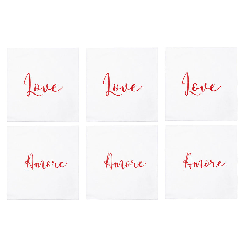 Papersoft Napkins Love/amore Cocktail Napkins (pack Of 20) - Set Of 6