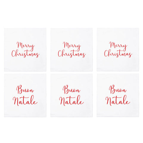 Papersoft Napkins Merry Christmas/buon Natale Cocktail Napkins (pack Of 20) - Set Of 6