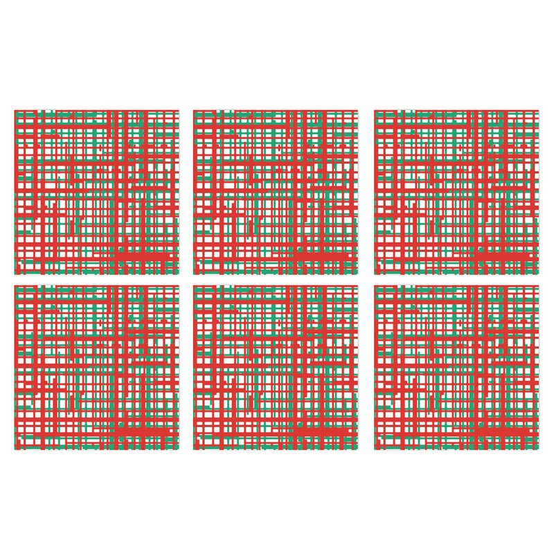 Papersoft Napkins Plaid Green & Red Cocktail Napkins (pack Of 20) - Set Of 6