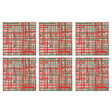 Papersoft Napkins Plaid Green & Red Cocktail Napkins (pack Of 20) - Set Of 6
