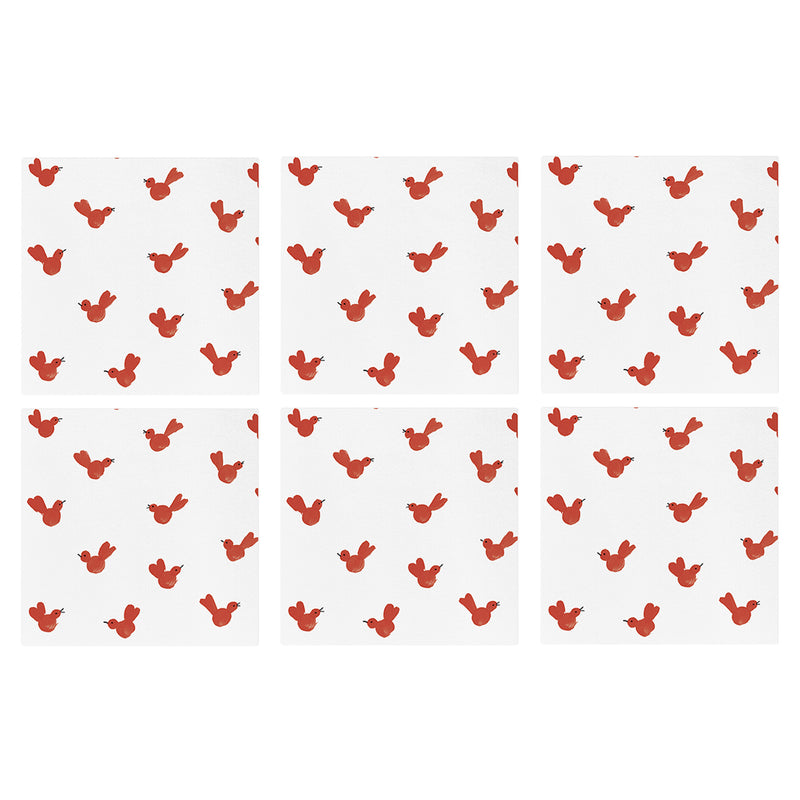 Papersoft Napkins Red Bird Cocktail Napkins (pack Of 20) - Set Of 6