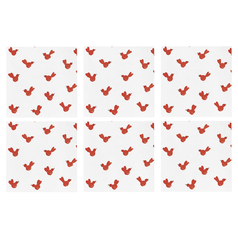Papersoft Napkins Red Bird Cocktail Napkins (pack Of 20) - Set Of 6