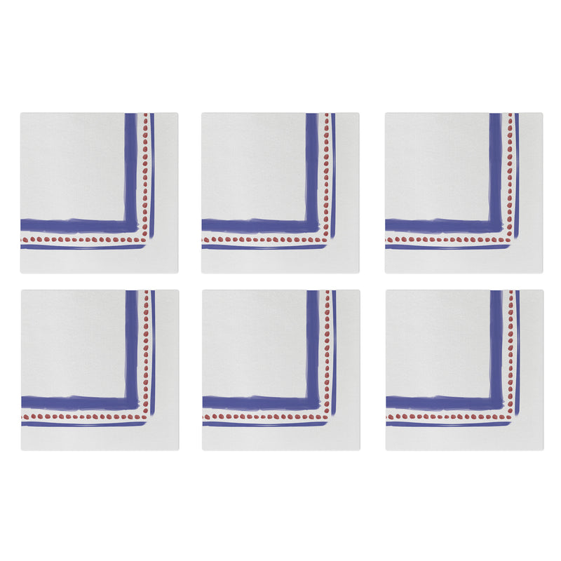 Papersoft Napkins Campagna Blue Cocktail Napkins (pack Of 20) - Set Of 6