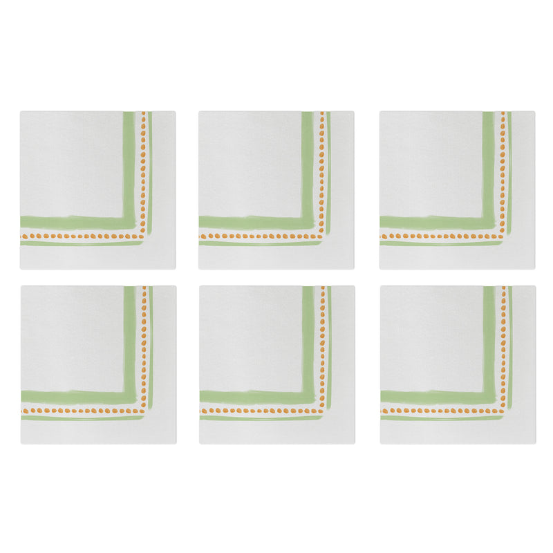 Papersoft Napkins Campagna Green Cocktail Napkins (pack Of 20) - Set Of 6