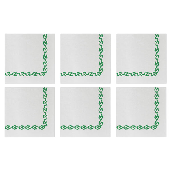 Papersoft Napkins Florentine Green Cocktail Napkins (pack Of 20) - Set Of 6