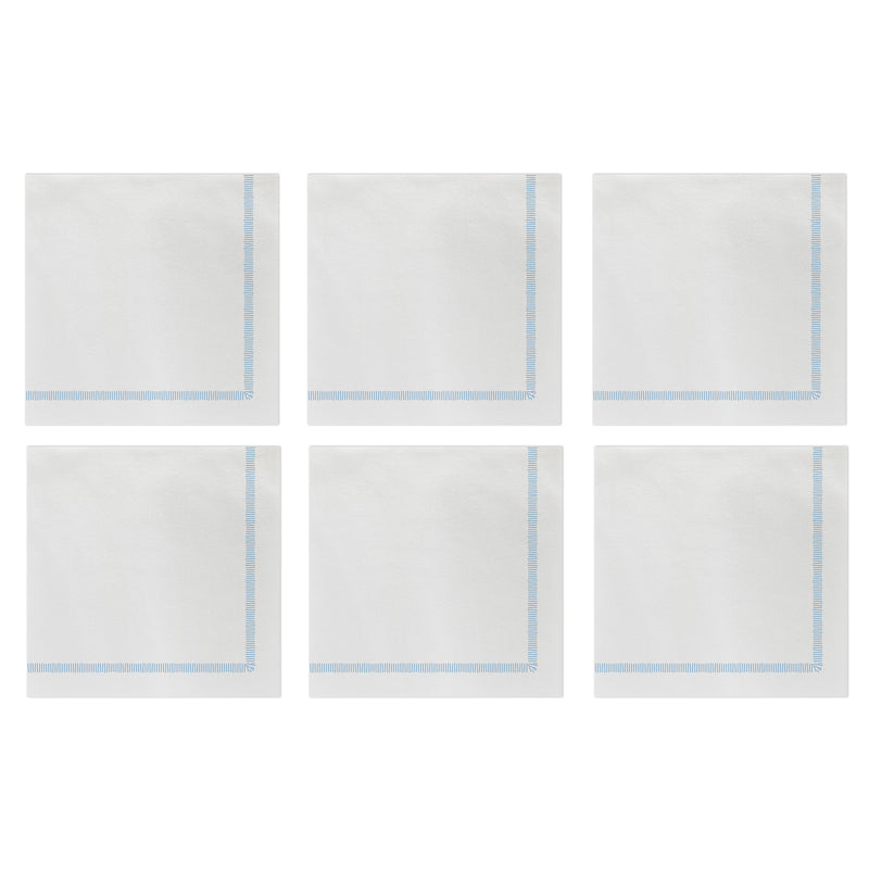 Papersoft Napkins Fringe Light Blue Cocktail Napkins (pack Of 20) - Set Of 6