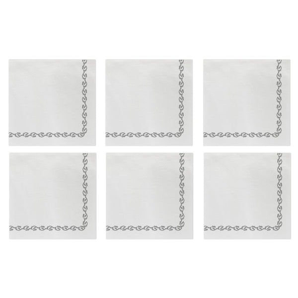 Papersoft Napkins Florentine Light Gray Cocktail Napkins (pack Of 20) - Set Of 6