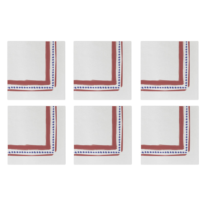 Papersoft Napkins Campagna Red Cocktail Napkins (pack Of 20) - Set Of 6