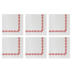 Papersoft Napkins Florentine Red Cocktail Napkins (pack Of 20) - Set Of 6