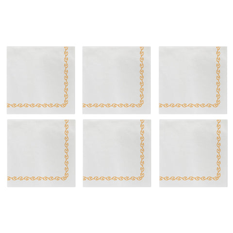 Papersoft Napkins Florentine Yellow Cocktail Napkins (pack Of 20) - Set Of 6