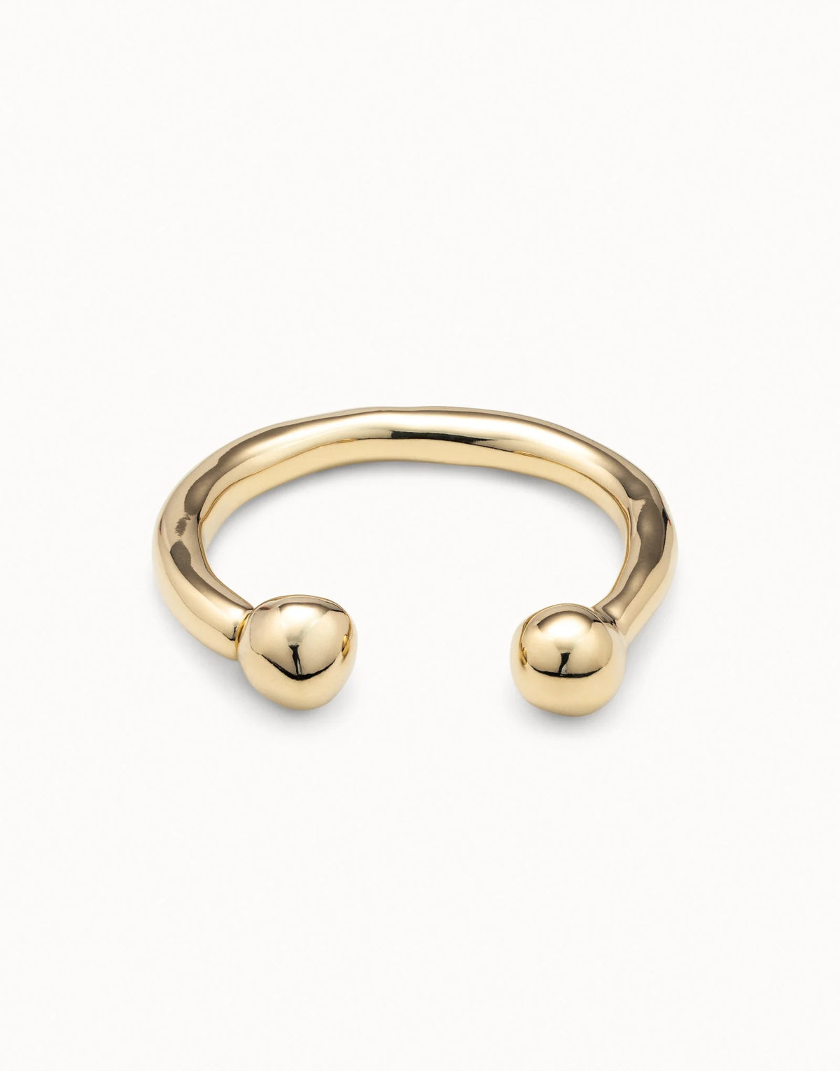 Bangle Bracelet With Double Ball - Gold