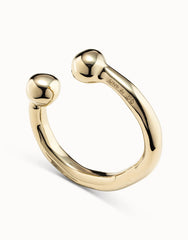 Bangle Bracelet With Double Ball - Gold
