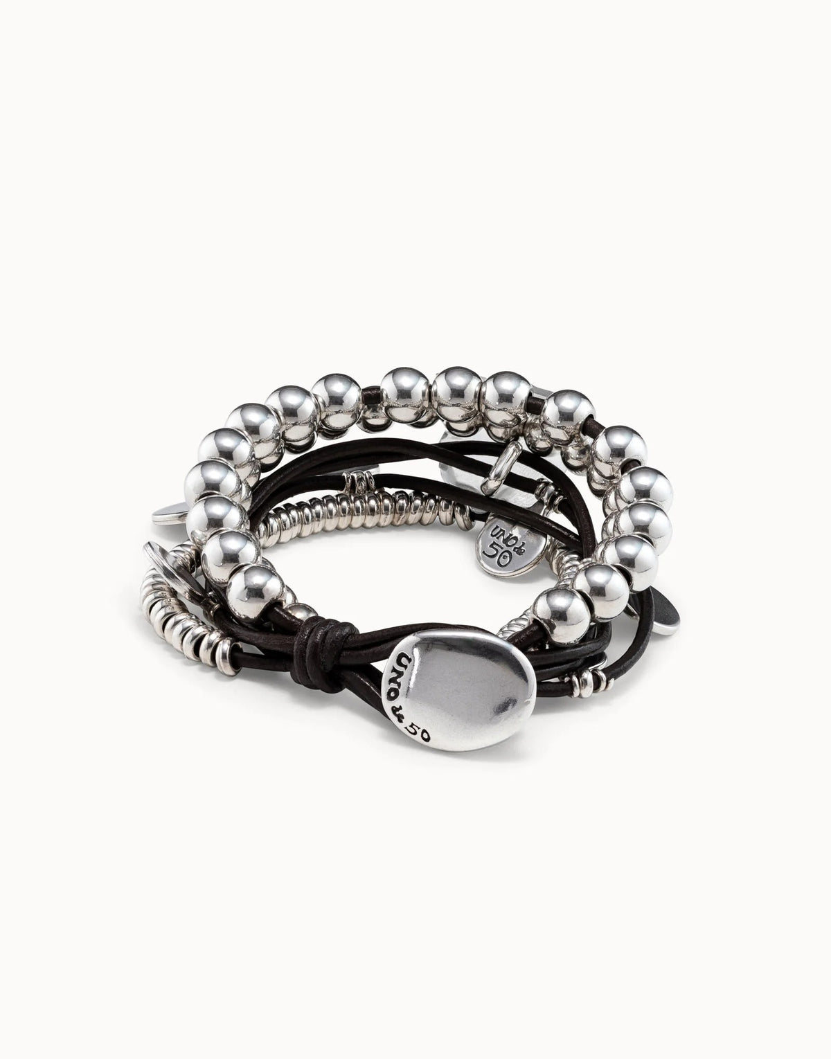 Leather Beaded Bracelet With Charms