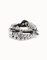 Leather Beaded Bracelet With Charms