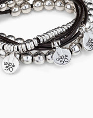 Leather Beaded Bracelet With Charms