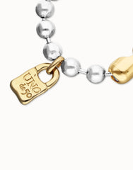 Sterling Silver Plated Ball Bracelet With Clasp And Lock In 18K Gold