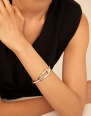 Bangle Bracelet With Buckle - Silver