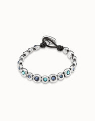 Leather Bracelet With Blue Crystals