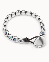 Leather Bracelet With Blue Crystals