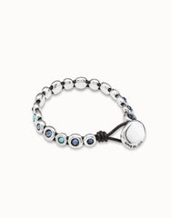 Leather Bracelet With Blue Crystals