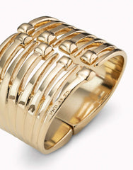 Bangle Bracelet With Multiple Nail Heads - Gold