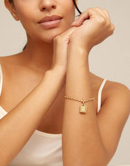 Oval Link Chain Charm Bracelet - Gold