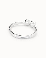 Bangle Bracelet With Two Blue Crystals - Silver