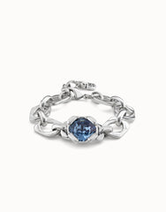 Link Chain Bracelet With a Blue Crystal