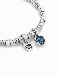 Beaded Stretch Bracelet With Blue Crystal