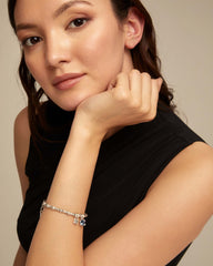 Beaded Stretch Bracelet With Blue Crystal