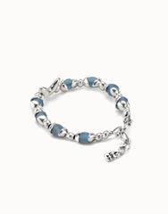 Beaded Bracelet With Blue Crystals and Central Butterfly