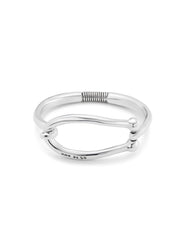 Bangle Bracelet Large Link And Inner Spring - Silver