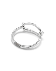 Bangle Bracelet Large Link And Inner Spring - Silver