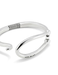 Bangle Bracelet Large Link And Inner Spring - Silver