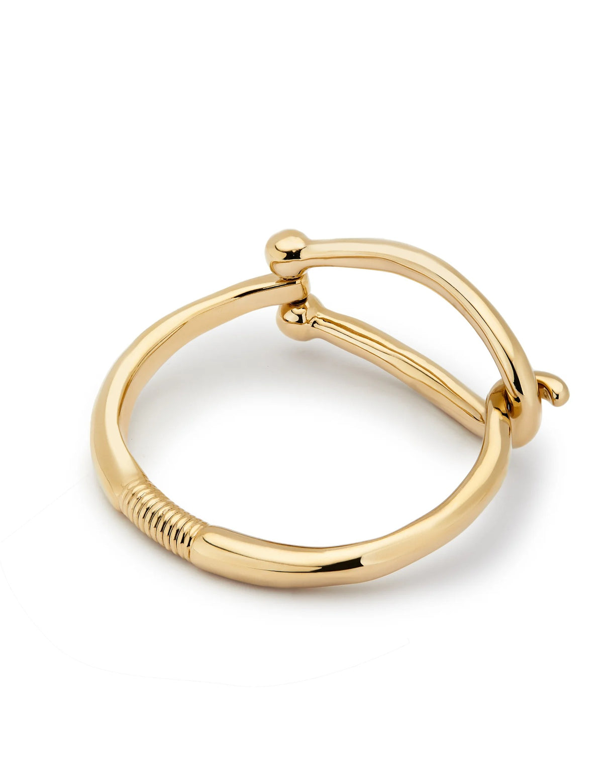 Bangle Bracelet Large Link And Inner Spring - Gold