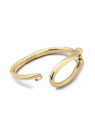Bangle Bracelet Large Link And Inner Spring - Gold