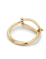 Bangle Bracelet Large Link And Inner Spring - Gold