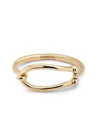 Bangle Bracelet Large Link And Inner Spring - Gold