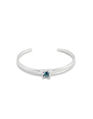 Cuff Bracelet With Blue Cubic Zirconia - Silver